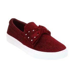 Isaac Mizrahi Live! SOHO Velvet Studded Bow Sneaker SZ 9.5M
